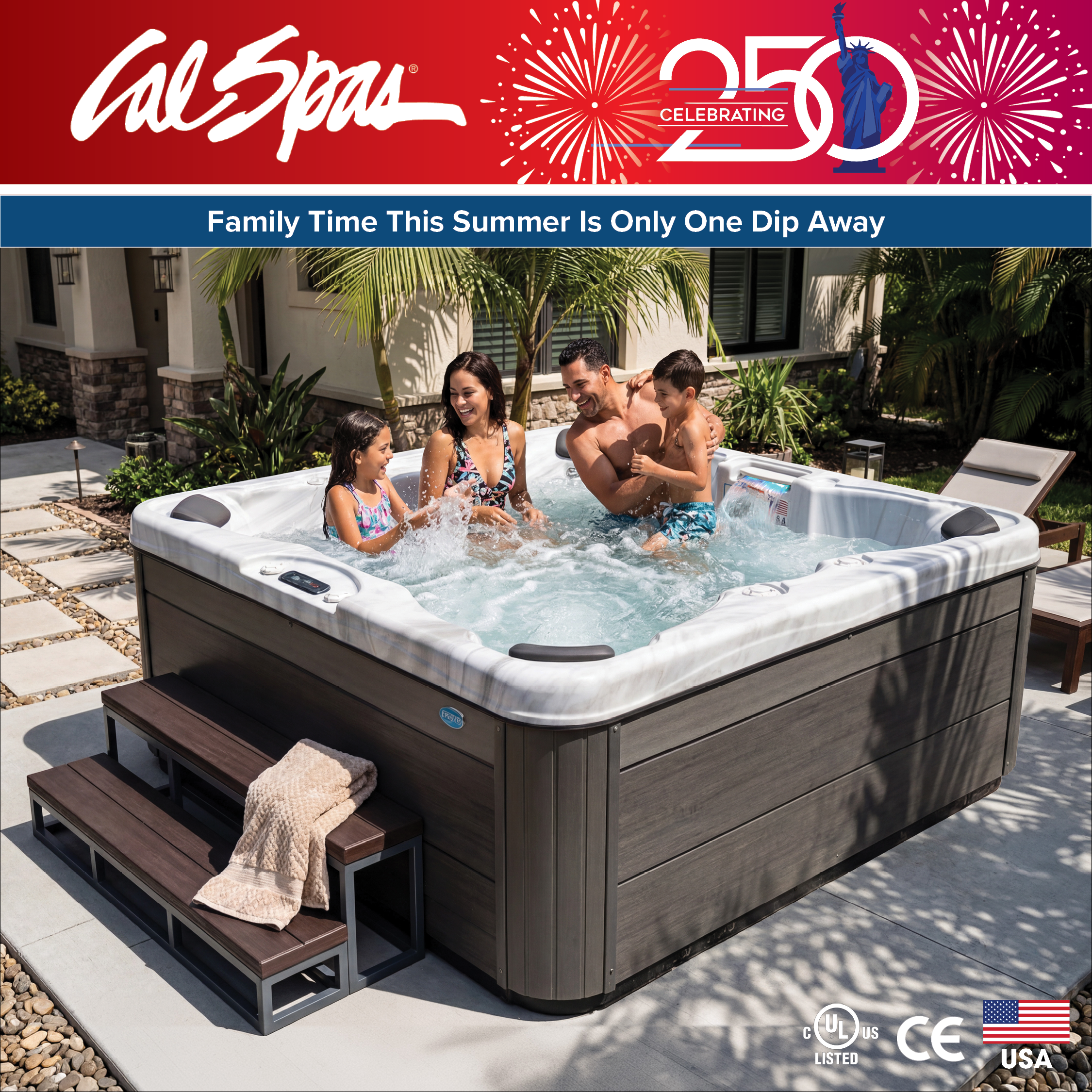 Calspas hot tub being used in a family setting - Maroa